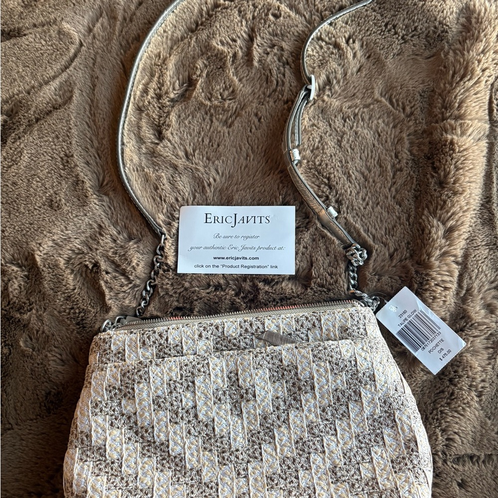Eric Javits Beige and Cream Shoulder Bag